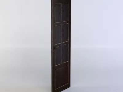 Door wooden with glass panels Low-poly 3D model purchase