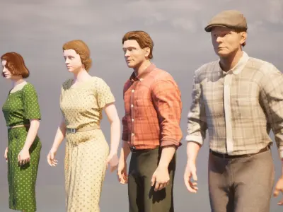 Soviet Citizens Low-poly 3D model