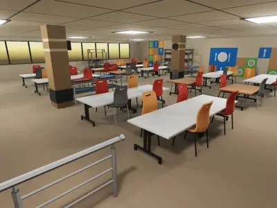 School Dining Room Low-poly 3D model