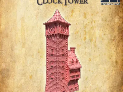 Medieval ClockTower Tabletop terrain 28 MM 3D print model