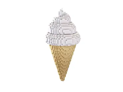 Voxel Ice Cream Cone v1 008 Low-poly 3D model