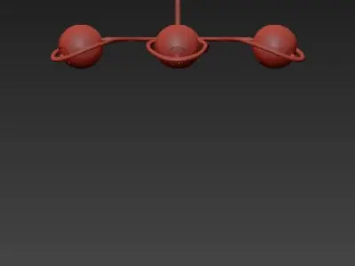 Chandelier light fixture with three balls 3D model