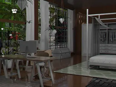 City and Home Loft Low-poly 3D model