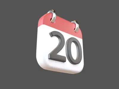 Calendar Icon 20 v1 001 Low-poly 3D model