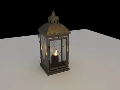 Old Lantern with Candle 3D Model 3D model