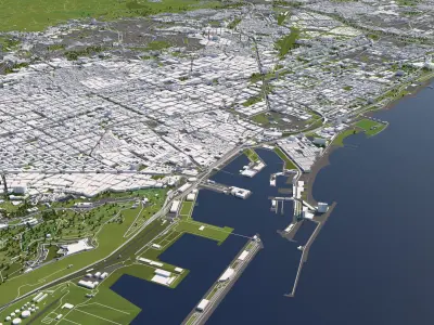 Barcelona 50x50km City Map Model 3D model