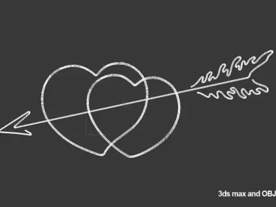 Neon Hearts and Arrow 3D model