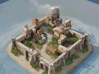 Medieval  Fortress Environment  Modular Game Ready 3D Asset Low-poly 3D model