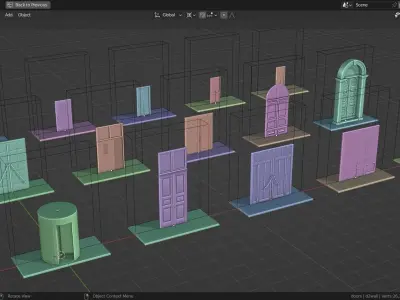 15 Exterior Doors Base Mesh Models Low-poly 3D model