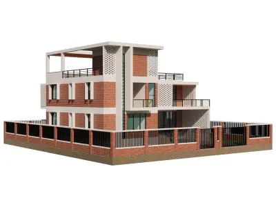 Modern Brick House 4 3D model