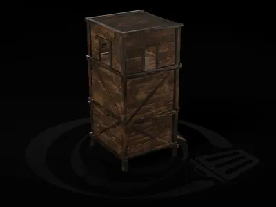 AAA Wooden Enterable Medieval Primal Watchtower 01 R Low-poly 3D model