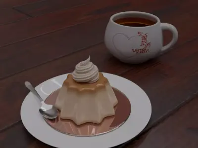 Pudding still life 3D model  3D model