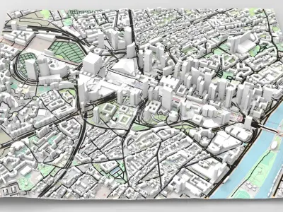 Cityscape Paris France fragment city 3D model purchase