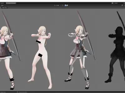 Elf Archer - Female Character - Blender UE5 Unity 40 animations Low-poly 3D model