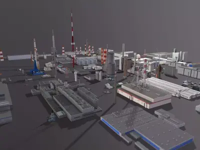 Background Industrial Buildings Pack 401-500 With LODs 3D model