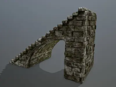 stairs brick wall Low-poly 3D model