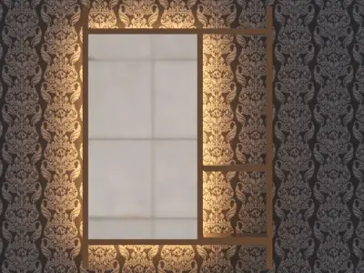 Simple Classic Mirror with lighting 3D model
