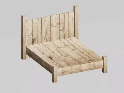 Wooden bed 3D model