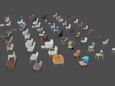 Assets Chairs Model 3D Free low-poly 3D model