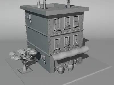 Apartament building Low-poly 3D model