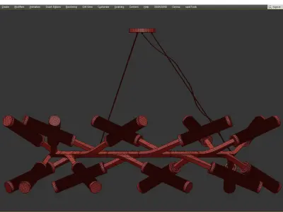 Cylinder Branches Chandelier Ring Black Low-poly 3D model
