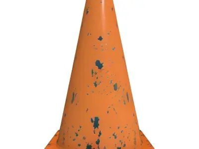 Realistic Weathered Traffic Cone Low-poly 3D model