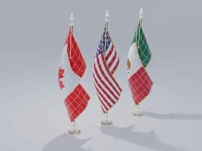 Small Country Flags 4K and 2K Low-poly 3D model