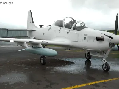  Compact Military Attack Plane with External Fuel Tanks White 