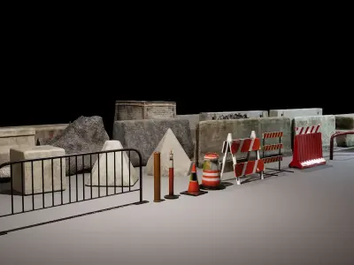  3D Barricade Pack  Optimized Models for Games Visualization Low-poly 3D model