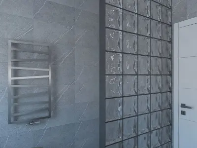Beautiful shower room with a glass wall 3D model