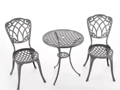 3 Piece Patio Cast Aluminium Bistro Set 3D model