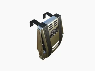 SciFi Backpack F10 Aluminum - Fashion Character Design Low-poly 3D model