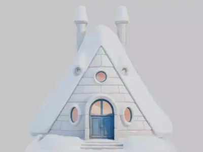 Lowpoly Triangular Pyramid Snow House Game-Ready 3D Asset   Low-poly 3D model