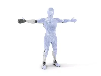 Futuristic Android Robot Model Pack with LED Details Low-poly 3D model