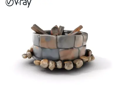 Realistic Stone Fire Pit D Model Pack Low-poly 3D model