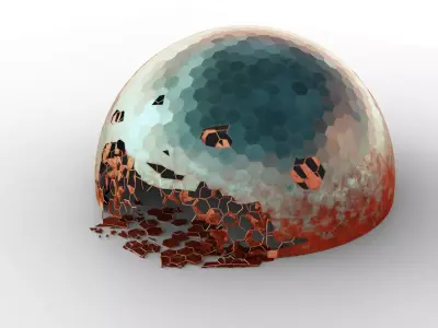 Damaged Martian Dome  Low-poly 3D model
