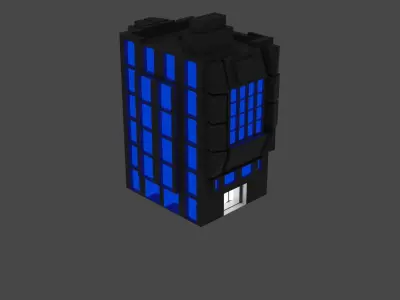 Hotel-Bank building with windows Free low-poly 3D model