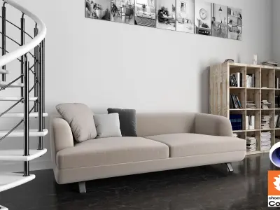 Living Room 13 - Corona - C4D 3D model
