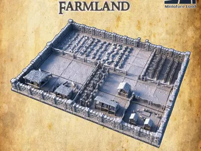 Openlock Farmland Pack Tabletop Terrain 28 MM 3D print model