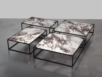 Paskal marble coffee table with metal frame 3D model