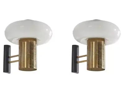 Italian Designer Wall Lights Brass Glass Metal 3D model