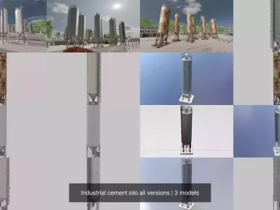 Industrial Cement Silo All Versions 3D Model Pack