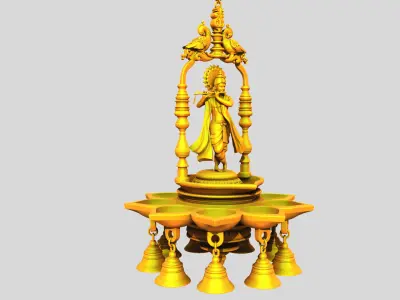 oil lamp krishna 3D model