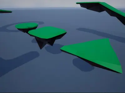 lowpoly floating platforms and islands Low-poly 3D model