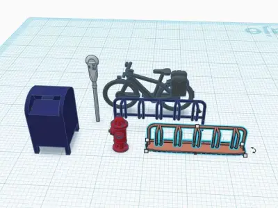 Street decoration pack H0 Scale 1-87 3D print model