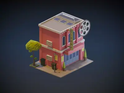 Stylish Cinema  Low-poly 3D model