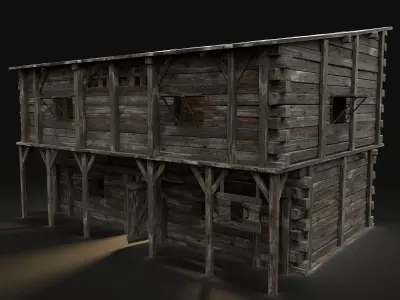 MEDIEVAL INN FANTASY TAVERN WOODEN PUB RESTAURANT BAR HOUSE HUT Low-poly 3D model