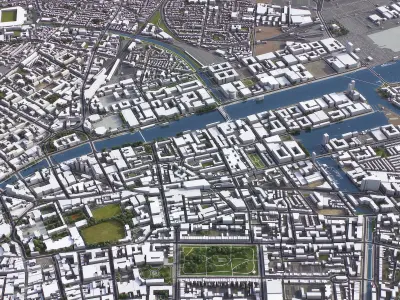 Dublin - 3D City Model Low-poly 3D model