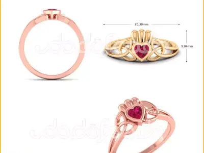 DIAMONDS RING -WITH HEART DOC-R8206 3D print model