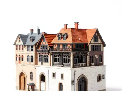 Rustic German Townhouse model pack Low-poly 3D model